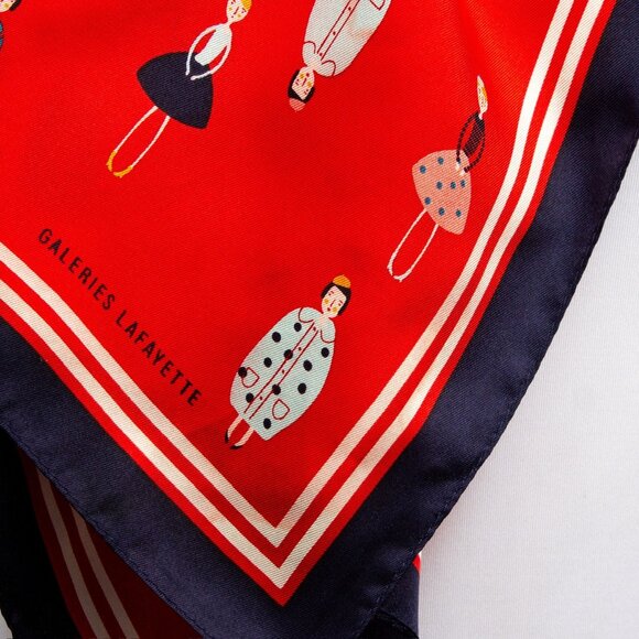 Silk Scarf | Galeries Lafayette with Fashion Dolls Print 21”x21” - Picture 6 of 6